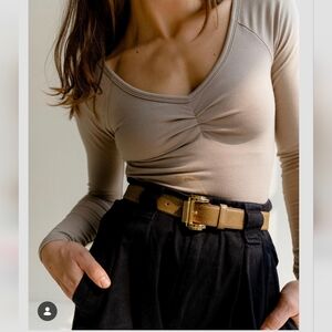 ARQ Paloma Leo Long Sleeve Bodysuit In Taupe Size XL NWOT